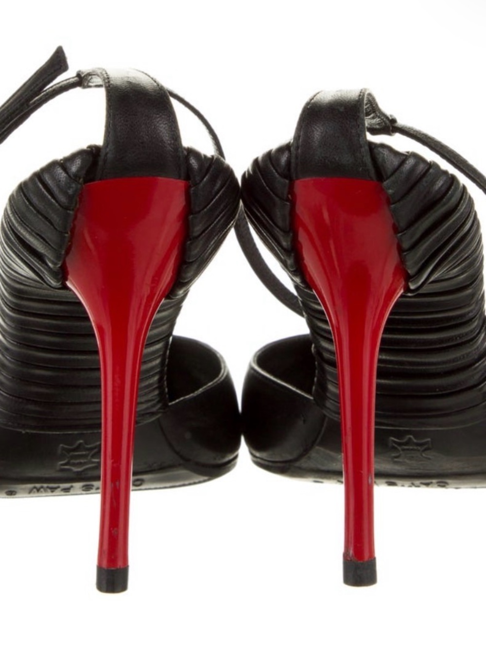 Authentic Roberto Cavalli Leather Pointed-Toe Ankle-Strap Pump with Red Heel - Picture 4 of 5